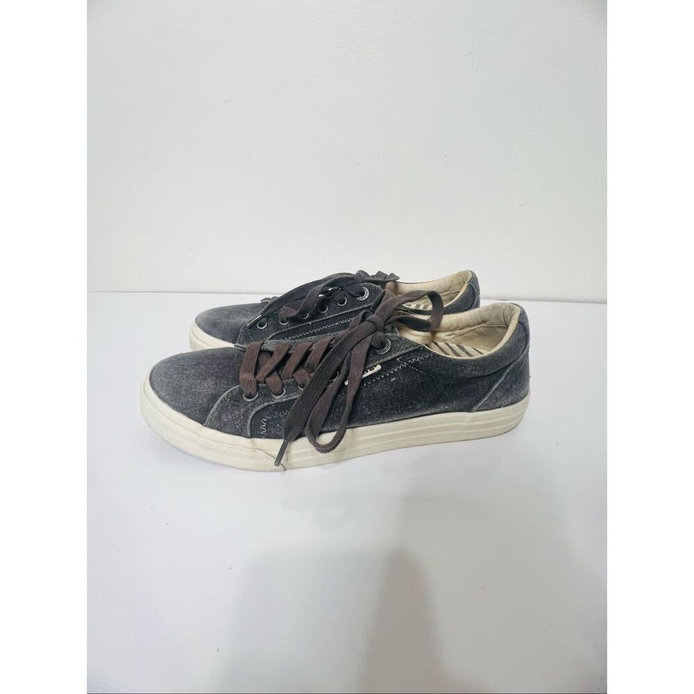 Taos Plim Soul Sneakers Black Gray Canvas Denim Sz 9